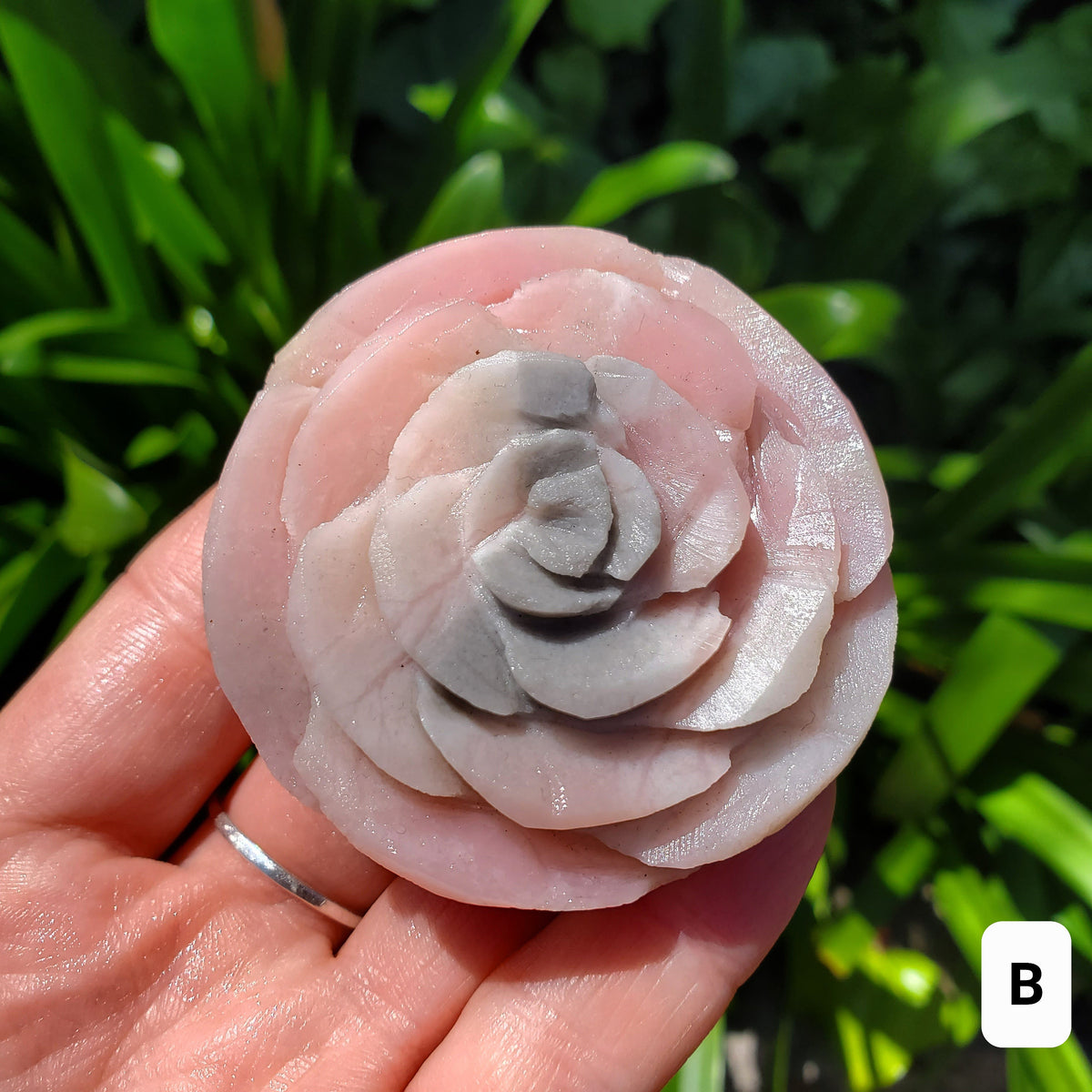 Cute Pink Opal Flower - Activates Heart Chakra, Strengthens Connection To Yourself, Individuality - Pink Crystal Flower Carving Gemstone