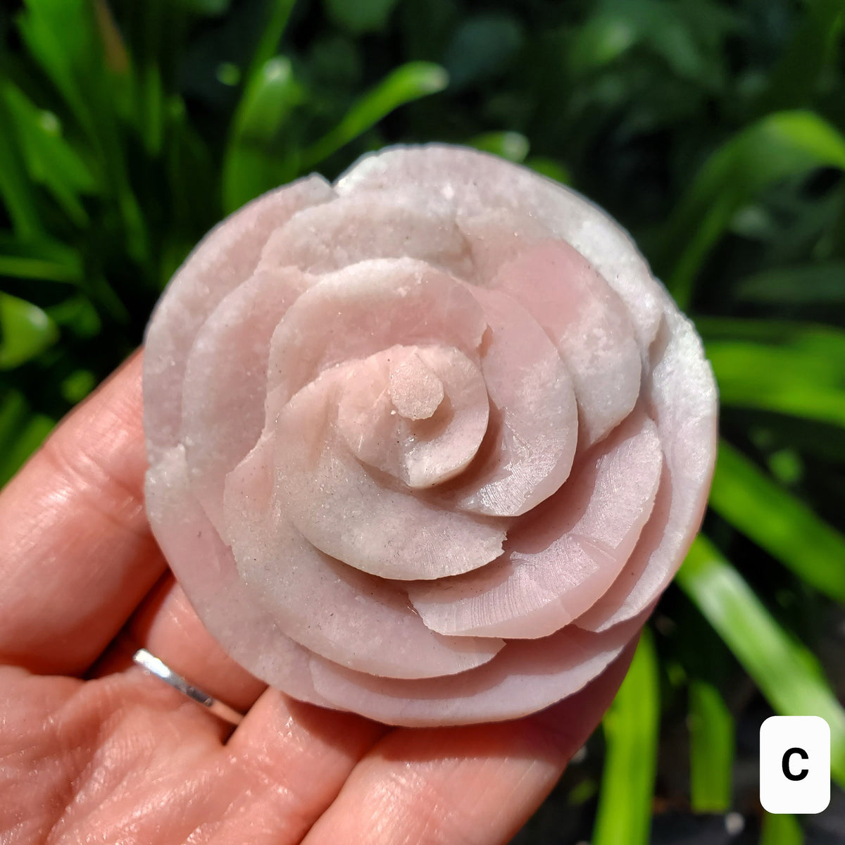 Cute Pink Opal Flower - Activates Heart Chakra, Strengthens Connection To Yourself, Individuality - Pink Crystal Flower Carving Gemstone