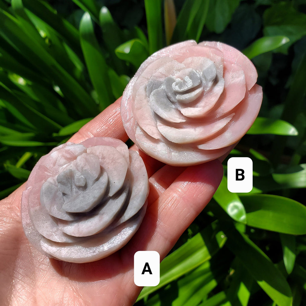 Cute Pink Opal Flower - Activates Heart Chakra, Strengthens Connection To Yourself, Individuality - Pink Crystal Flower Carving Gemstone