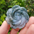 Moss Agate Flower - Grounding, Reflection, New Beginnings - Green Agate Crystal Rose Healing Crystal Gemstone