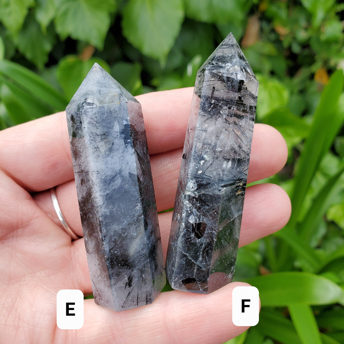 Tourmaline in Quartz Towers - Magnification, Clarity, EMF Protection - Tourmalinated Quartz Crystal Point Healing Gemstones