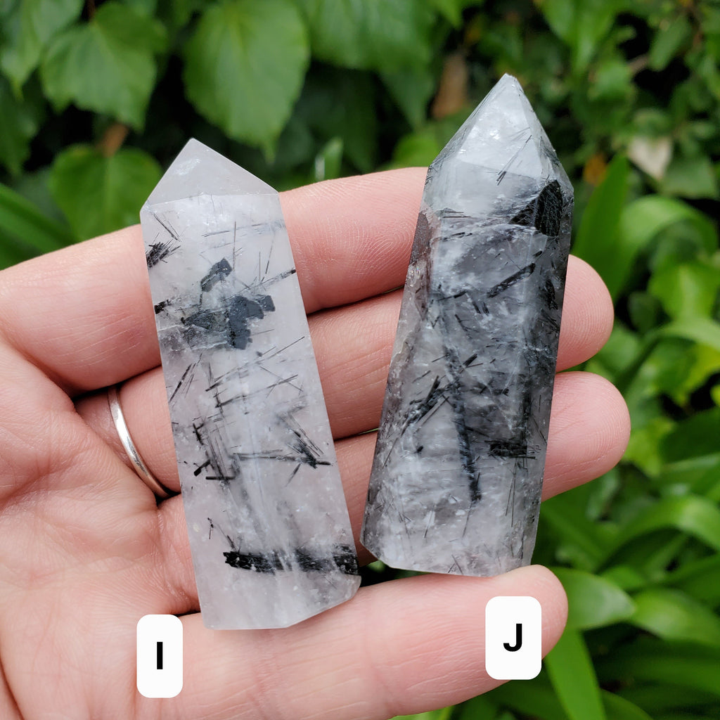 Tourmaline in Quartz Towers - Magnification, Clarity, EMF Protection - Tourmalinated Quartz Crystal Point Healing Gemstones