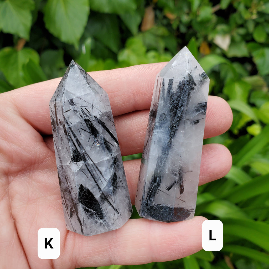 Tourmaline in Quartz Towers - Magnification, Clarity, EMF Protection - Tourmalinated Quartz Crystal Point Healing Gemstones