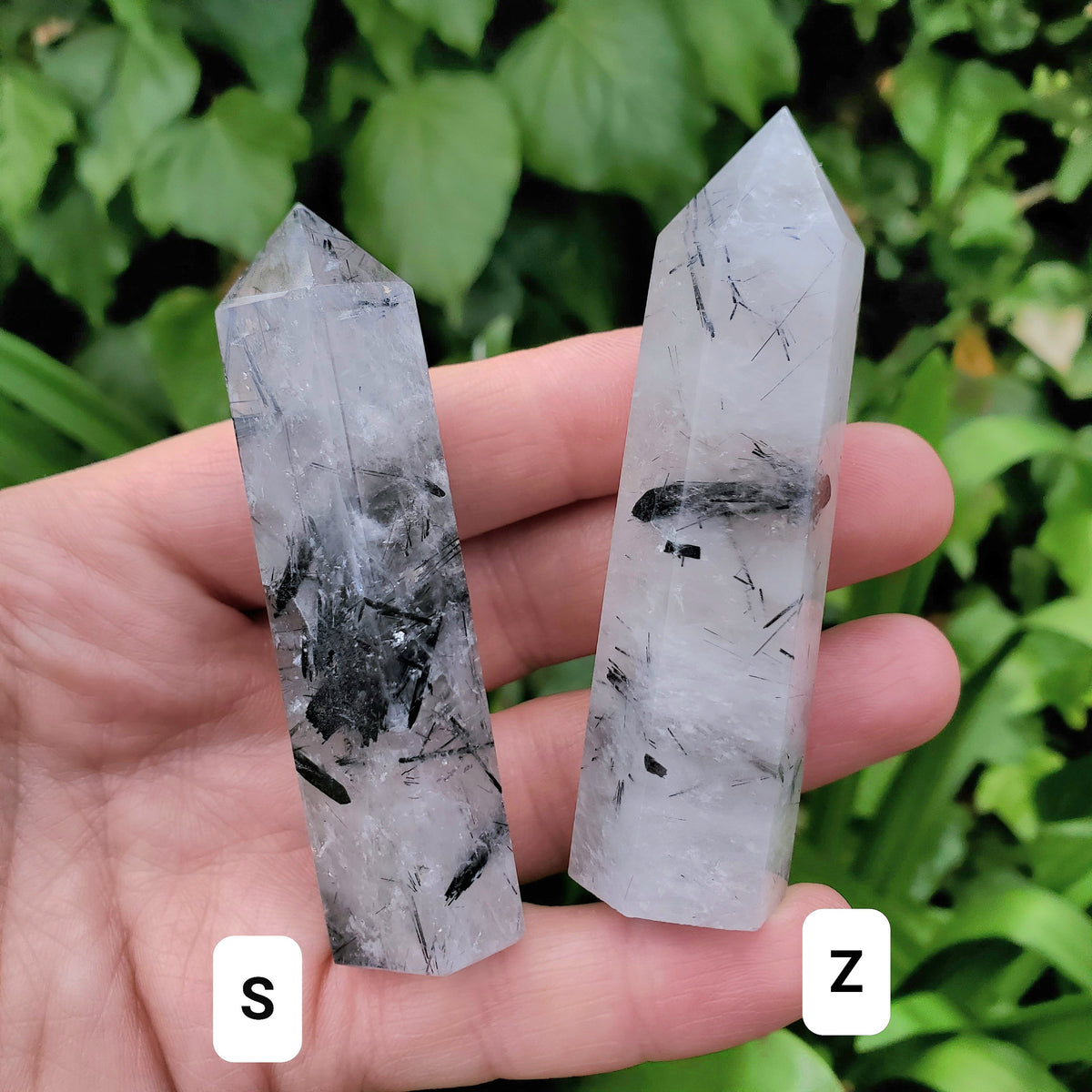 Tourmaline in Quartz Towers - Magnification, Clarity, EMF Protection - Tourmalinated Quartz Crystal Point Healing Gemstones