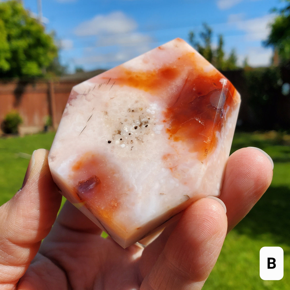 Carnelian Flower Agate Freeform - Confidence, Self Improvement, Spiritual Healing, Manifestation - Pink Agate Carnelian Crystal Plate