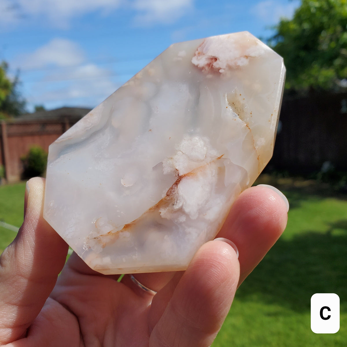 Carnelian Flower Agate Freeform - Confidence, Self Improvement, Spiritual Healing, Manifestation - Pink Agate Carnelian Crystal Plate