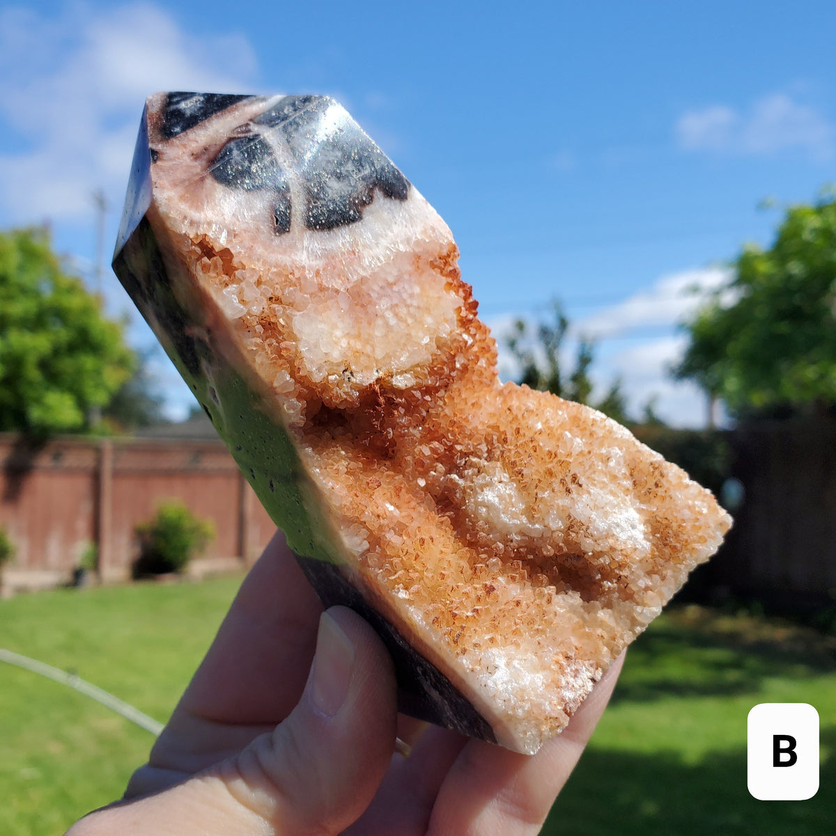 Sphalerite Druzy Tower - Protection, Grounding, Energy, Strength, Confidence - Pink Druzy Crystal Point Healing Gemstone