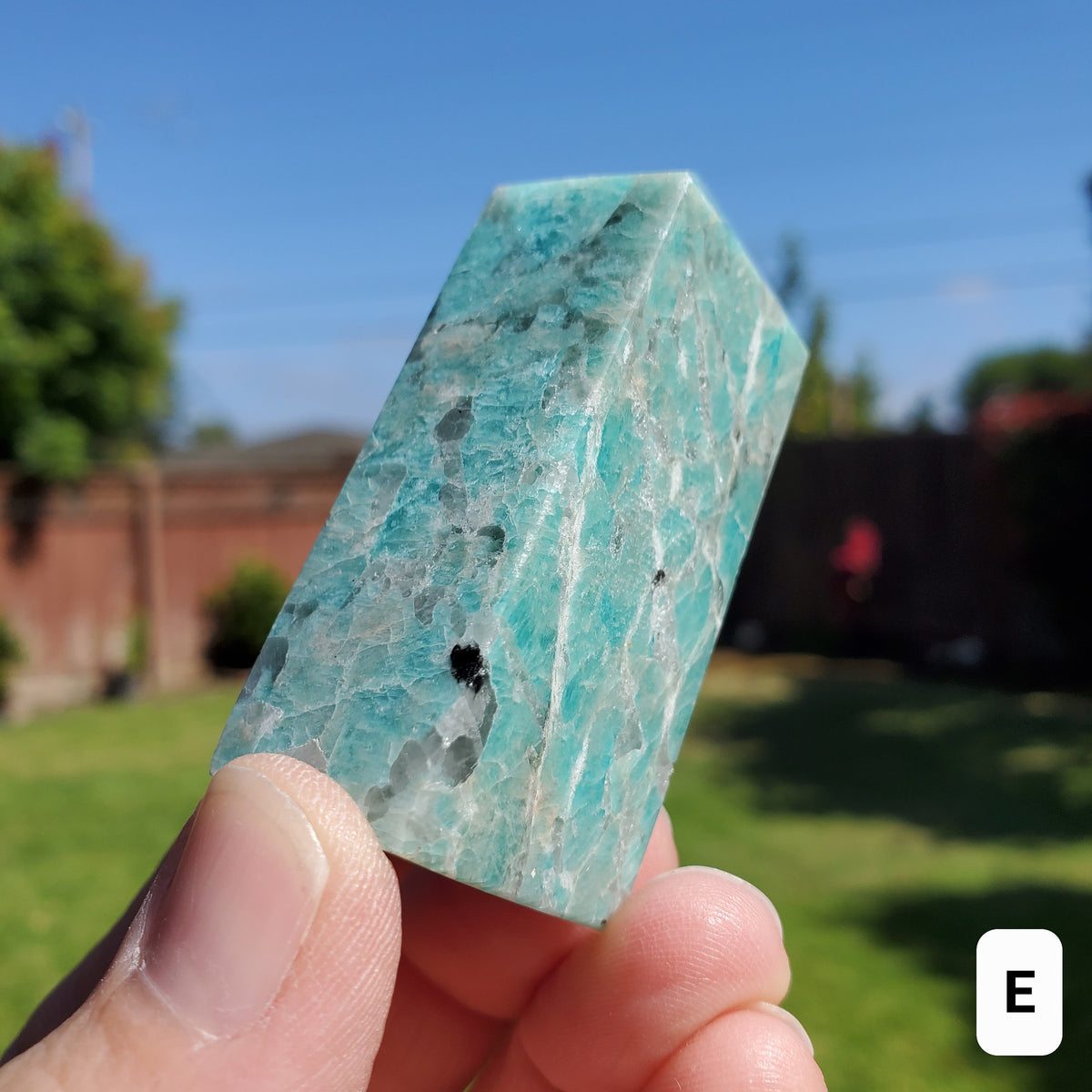Amazonite Tower with Smoky Quartz - Calming, Courage, Truth, Compassion - Amazonite Crystal Point Generator Healing Gemstones