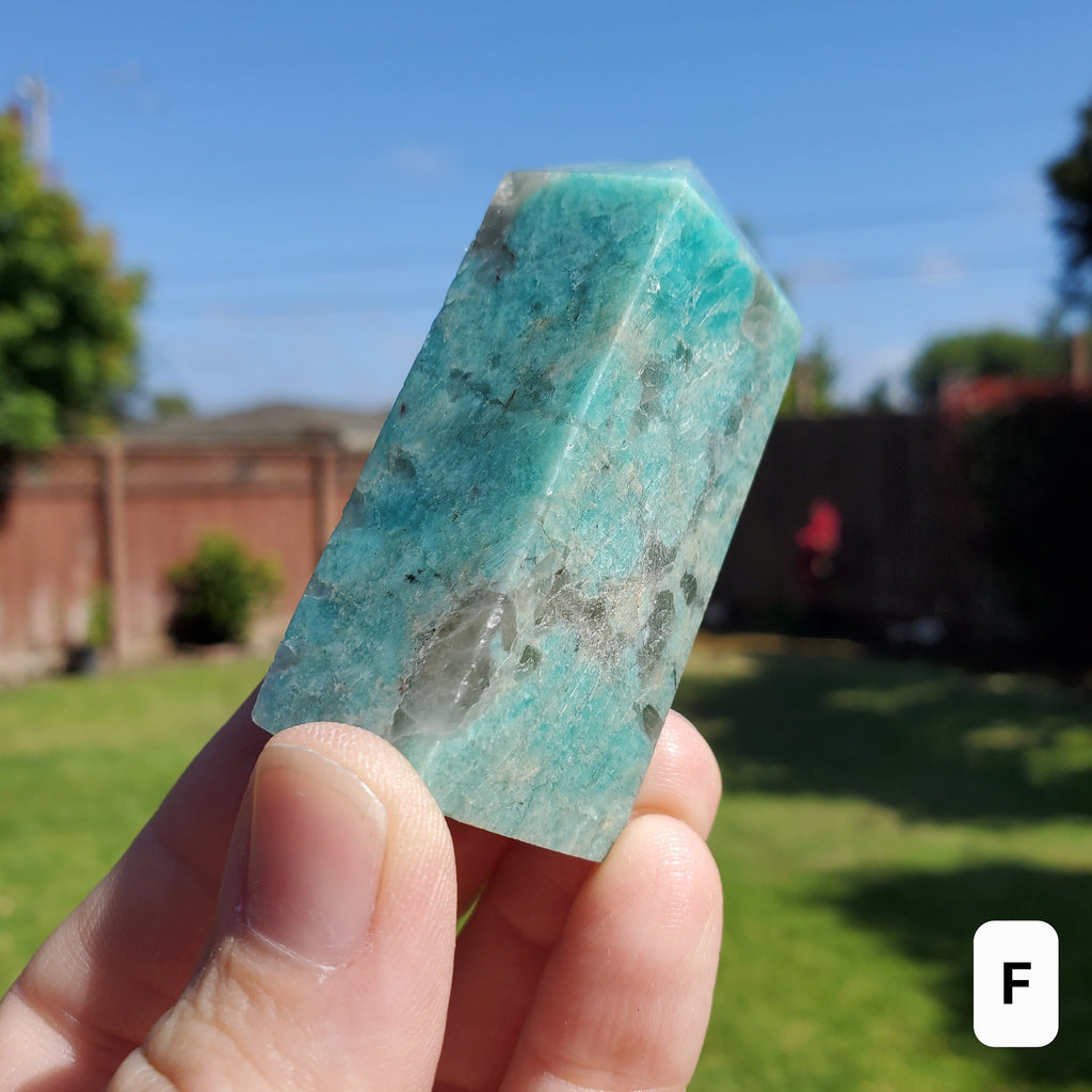 Amazonite Tower with Smoky Quartz - Calming, Courage, Truth, Compassion - Amazonite Crystal Point Generator Healing Gemstones