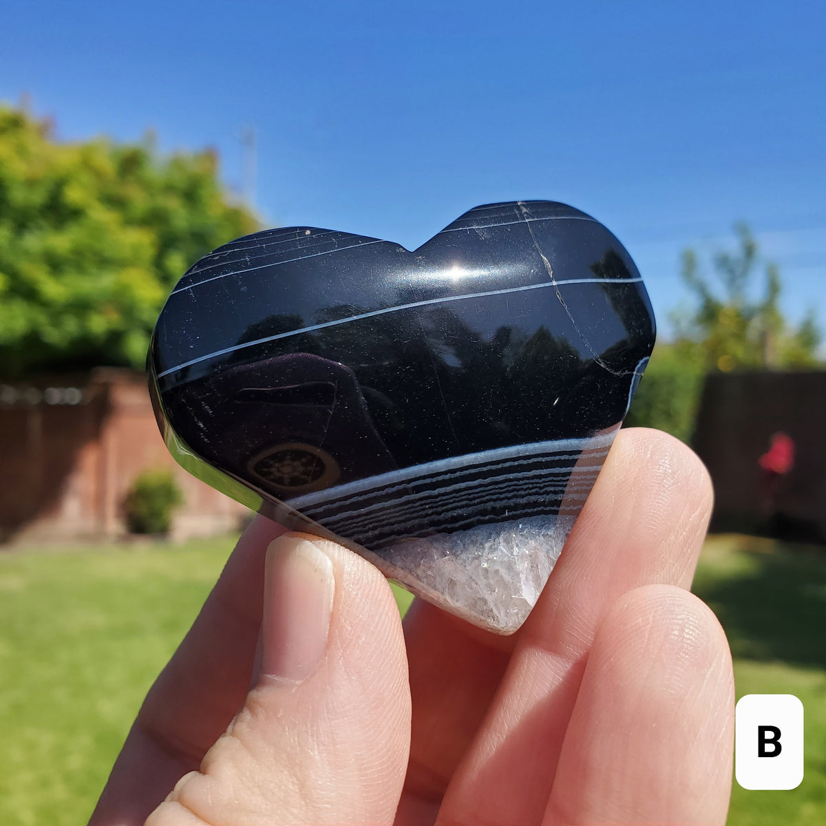 Black Agate Heart - Grounding, Protection, Peace, Centering, New Beginnings - Agate Crystal Heart Healing Gemstone