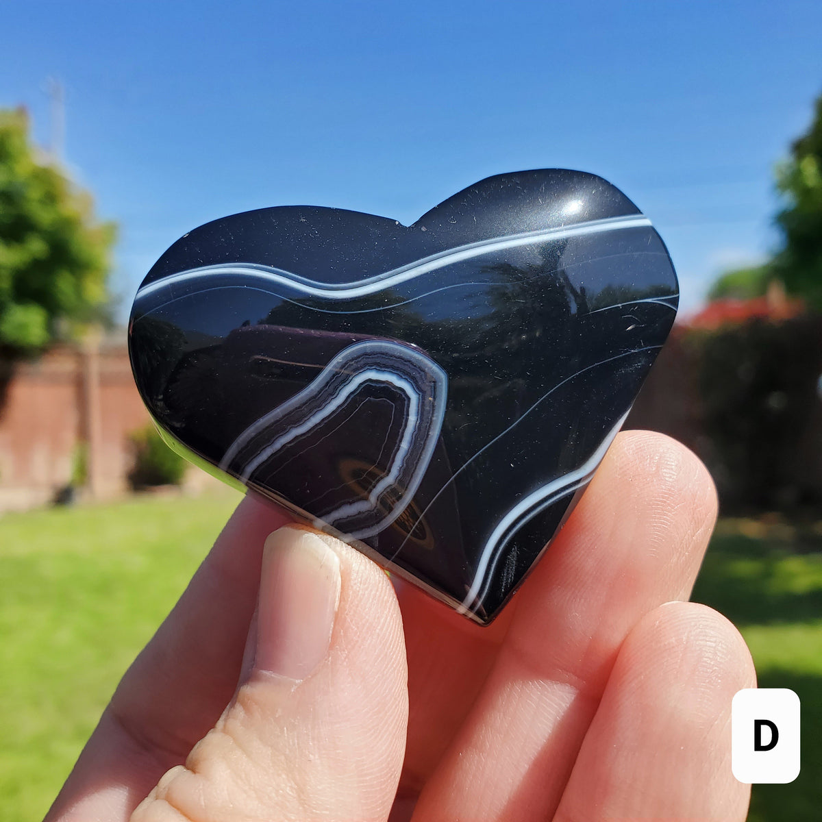 Black Agate Heart - Grounding, Protection, Peace, Centering, New Beginnings - Agate Crystal Heart Healing Gemstone