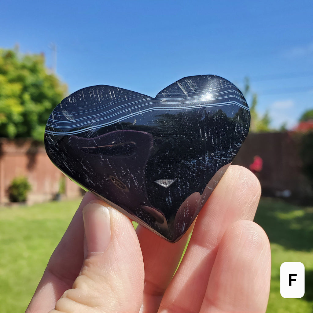 Black Agate Heart - Grounding, Protection, Peace, Centering, New Beginnings - Agate Crystal Heart Healing Gemstone