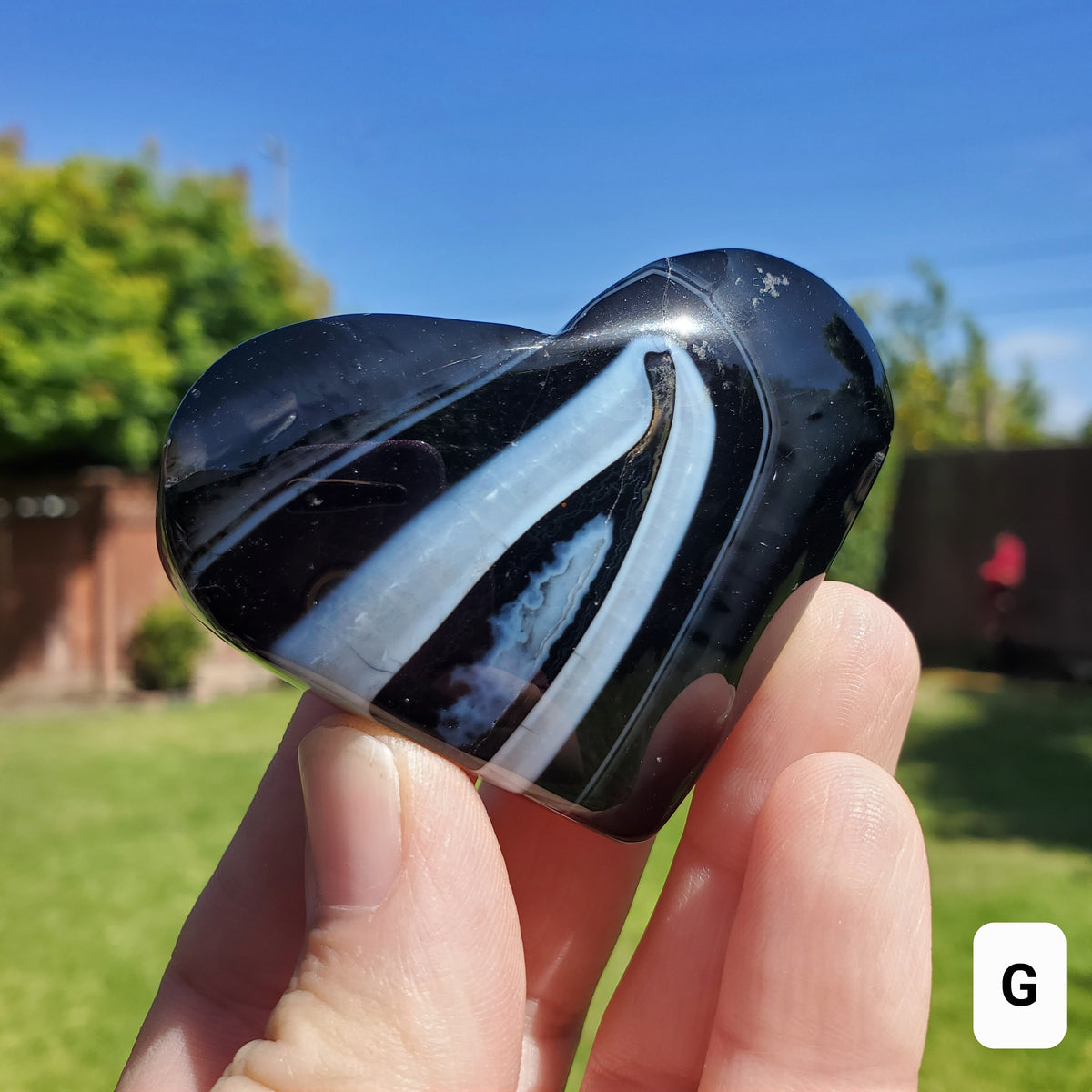 Black Agate Heart - Grounding, Protection, Peace, Centering, New Beginnings - Agate Crystal Heart Healing Gemstone