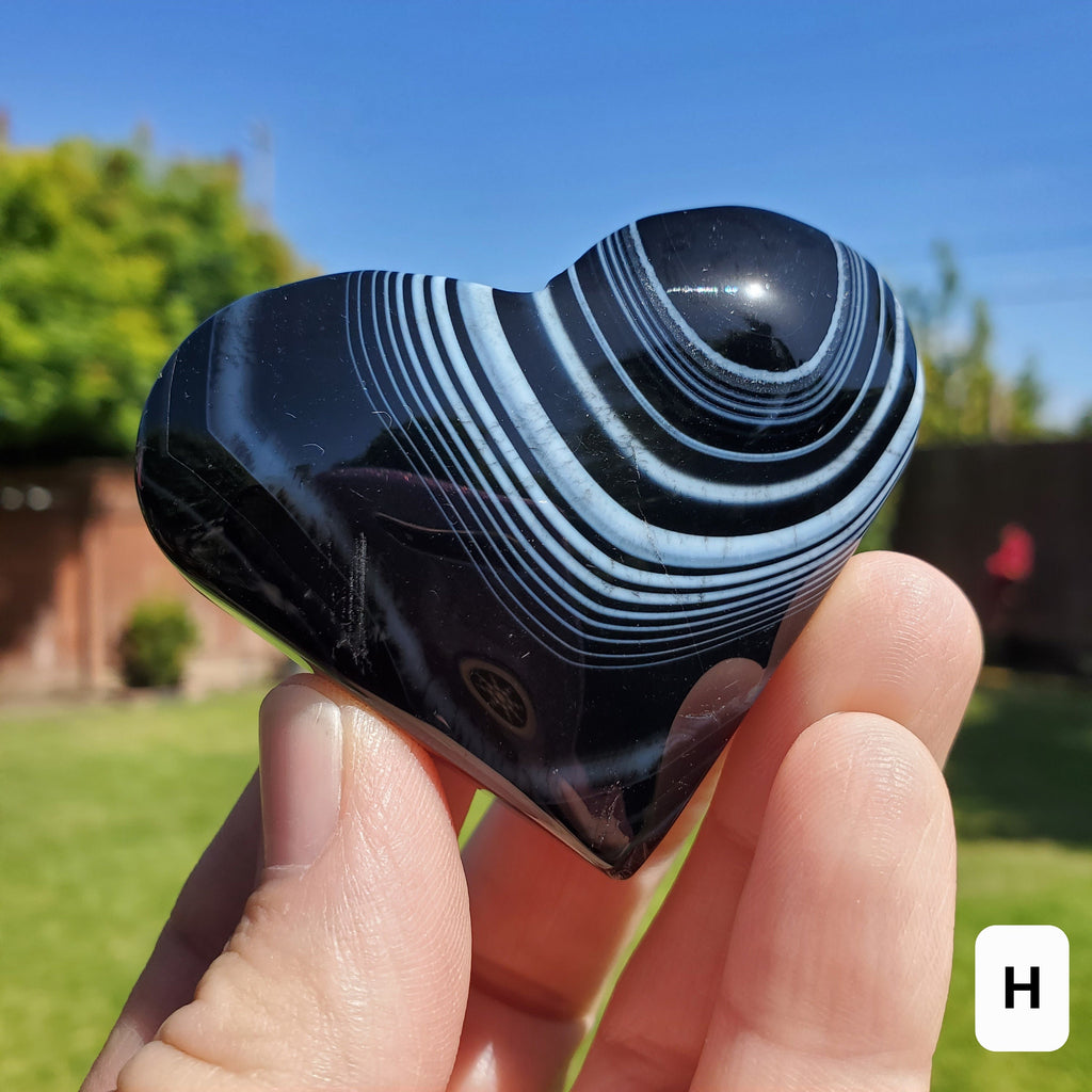 Black Agate Heart - Grounding, Protection, Peace, Centering, New Beginnings - Agate Crystal Heart Healing Gemstone
