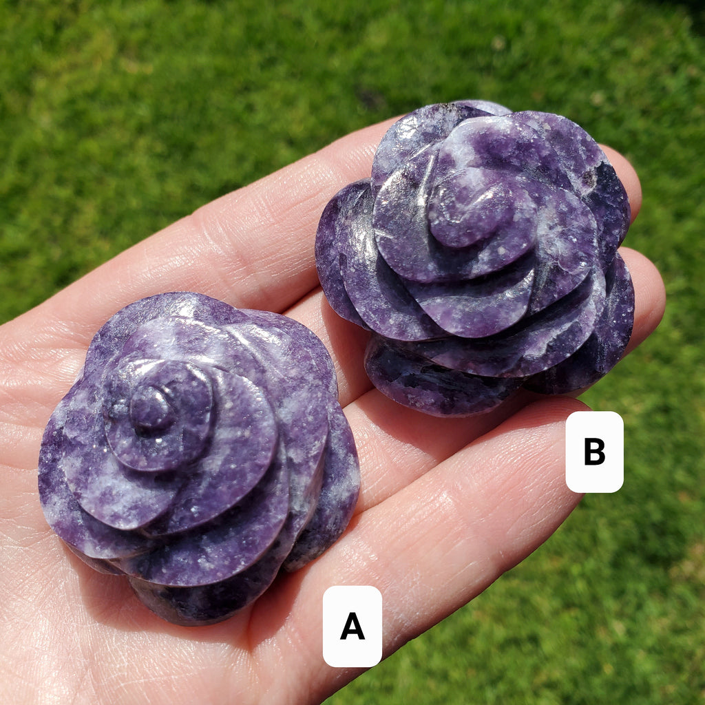Cute Lepidolite Flower Flame - Helps You Through Change, Anti-Anxiety, Calming, Relaxing - Purple Crystal Flower Healing Stone