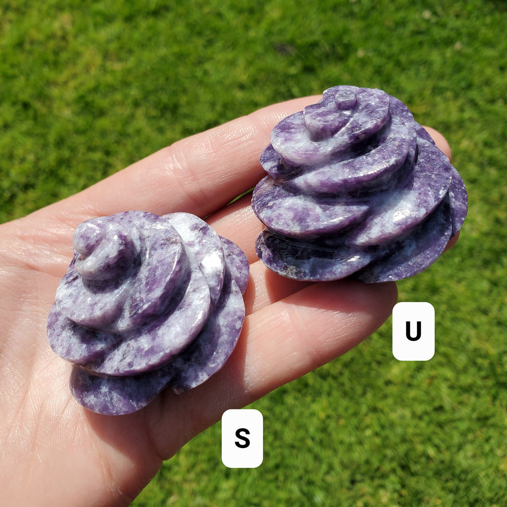 Cute Lepidolite Flower Flame - Helps You Through Change, Anti-Anxiety, Calming, Relaxing - Purple Crystal Flower Healing Stone