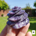 Cute Lepidolite Flower Flame - Helps You Through Change, Anti-Anxiety, Calming, Relaxing - Purple Crystal Flower Healing Stone