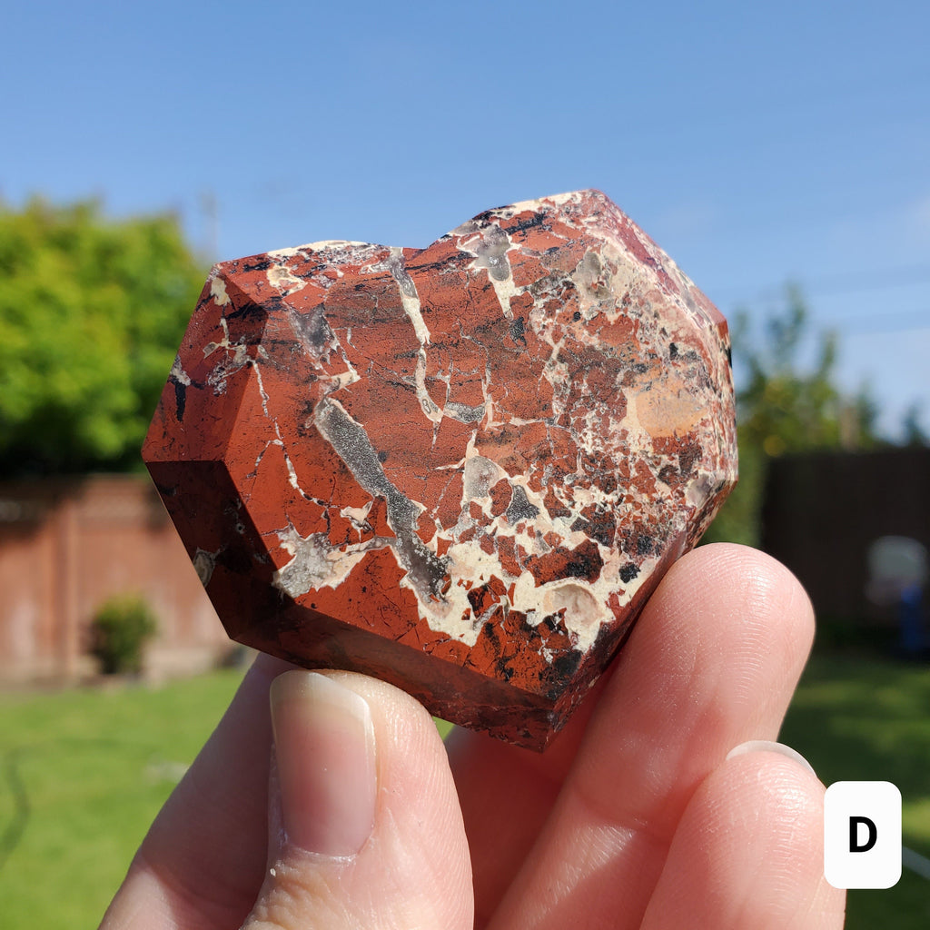 Red Jasper Faceted Heart - Cellular Healing, Creativity, Reflection, Patience - Flower Jasper Crystal Heart Stone Healing Gemstones