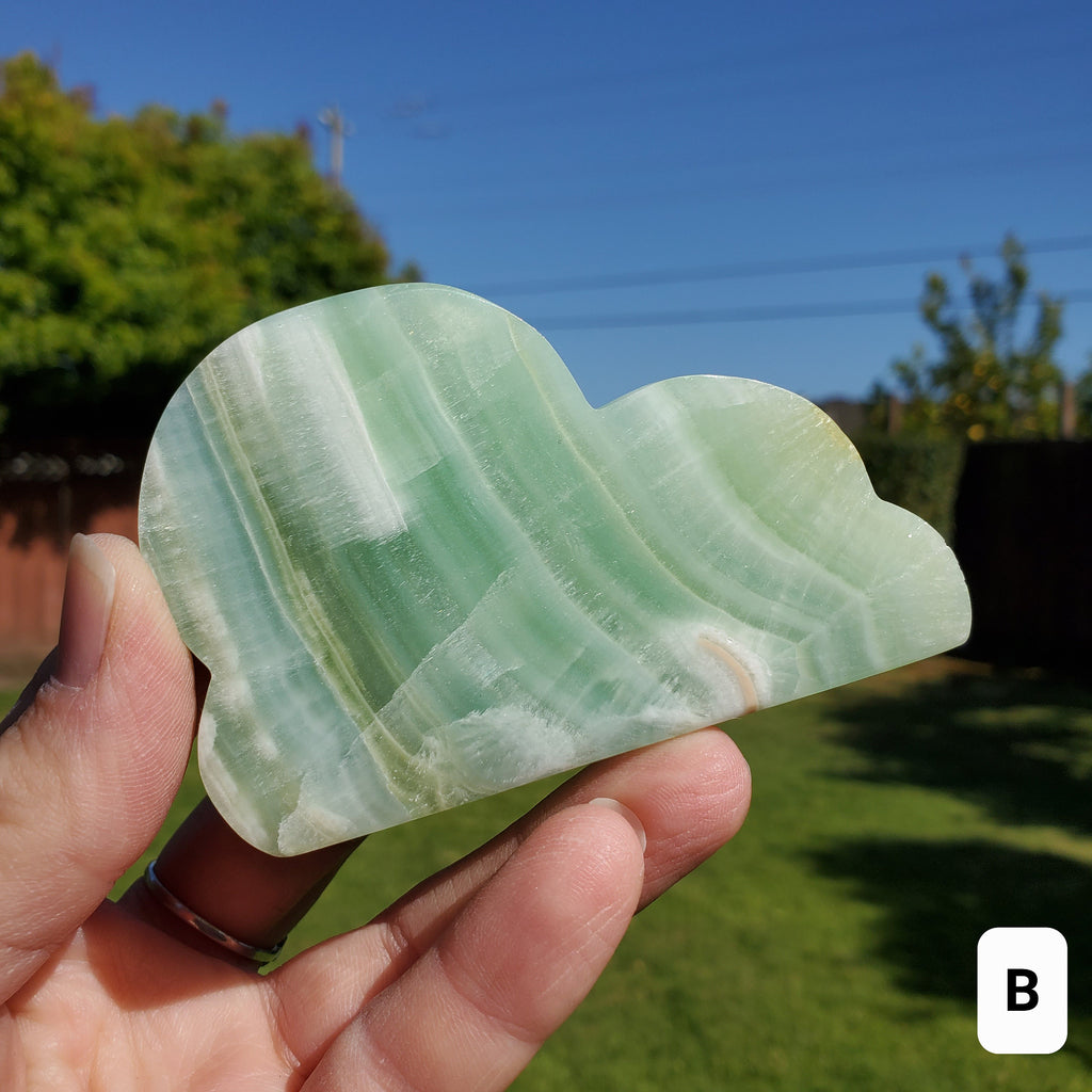 Blue Pistachio Calcite Cloud - Physical Healing, Transitions, Understanding - Standing Crystal Cloud Carving Stone