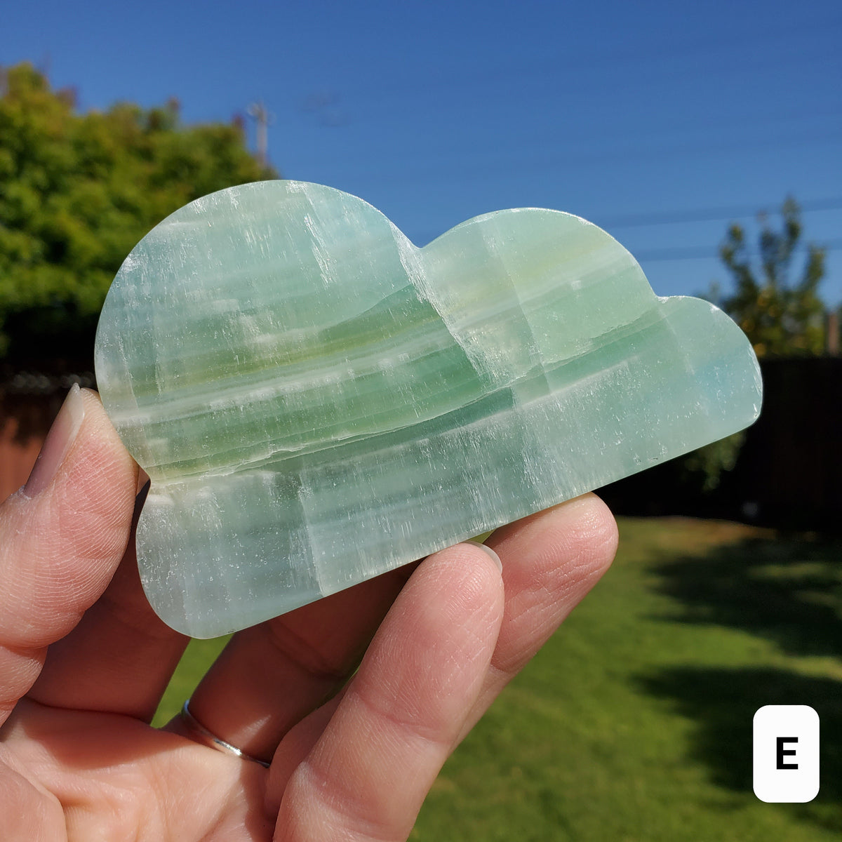 Blue Pistachio Calcite Cloud - Physical Healing, Transitions, Understanding - Standing Crystal Cloud Carving Stone