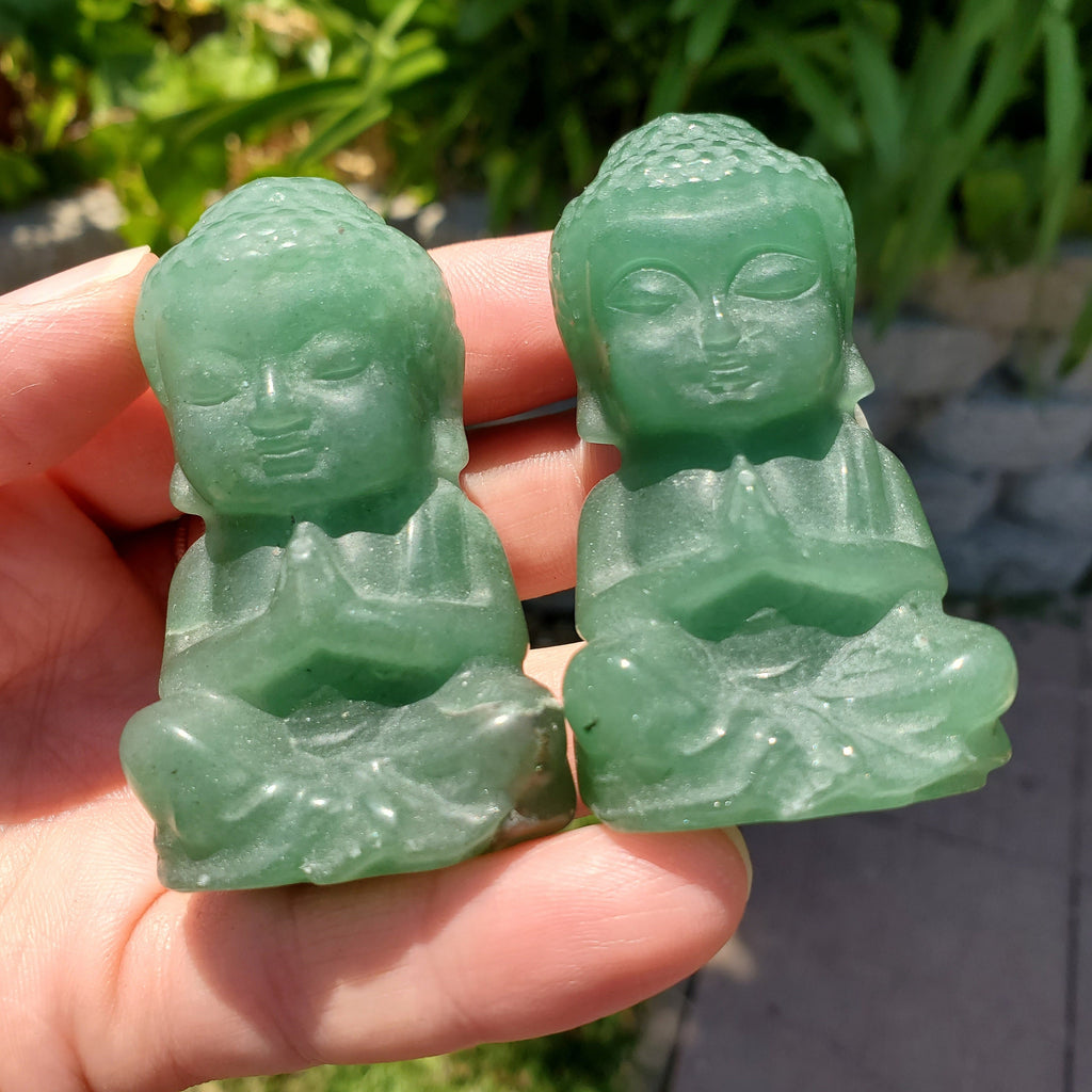 Green Aventurine Buddha - Prosperity, Manifestation, Wealth - Carved Buddha Stone Healing Crystals Gemstones