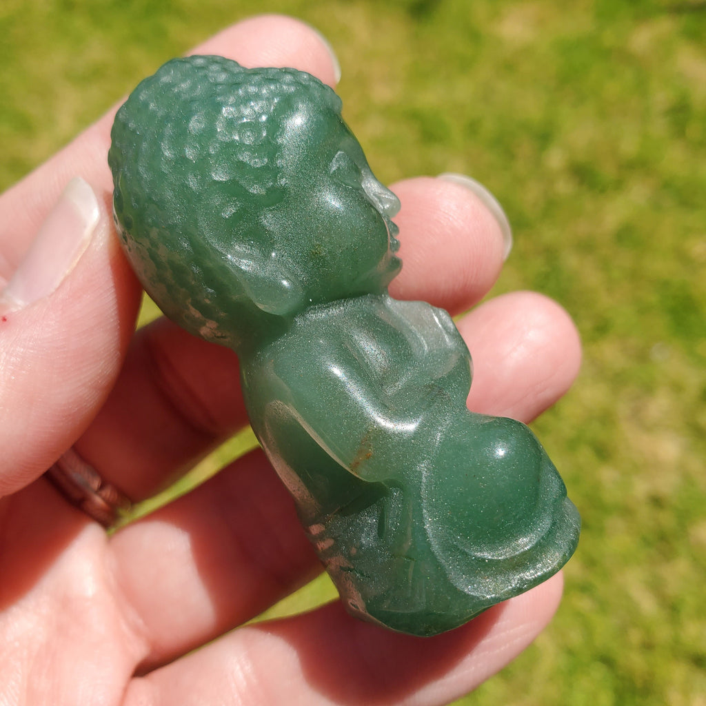 Green Aventurine Buddha - Prosperity, Manifestation, Wealth - Carved Buddha Stone Healing Crystals Gemstones