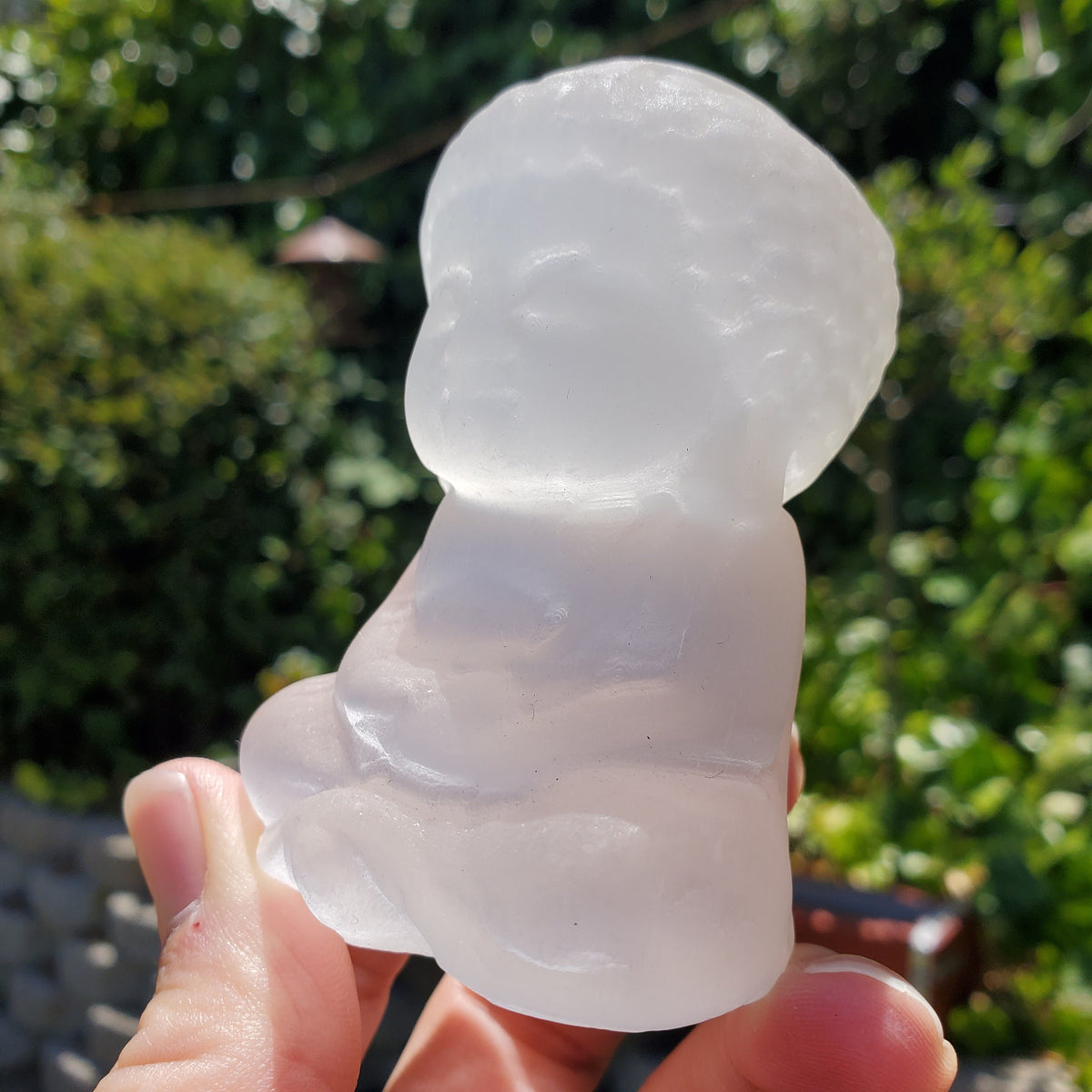 Chunky Selenite Buddha - Tranquility, Blessings, Love & Light - Satin Spar Selenite Crystal Buddha Carving Healing Gemstone