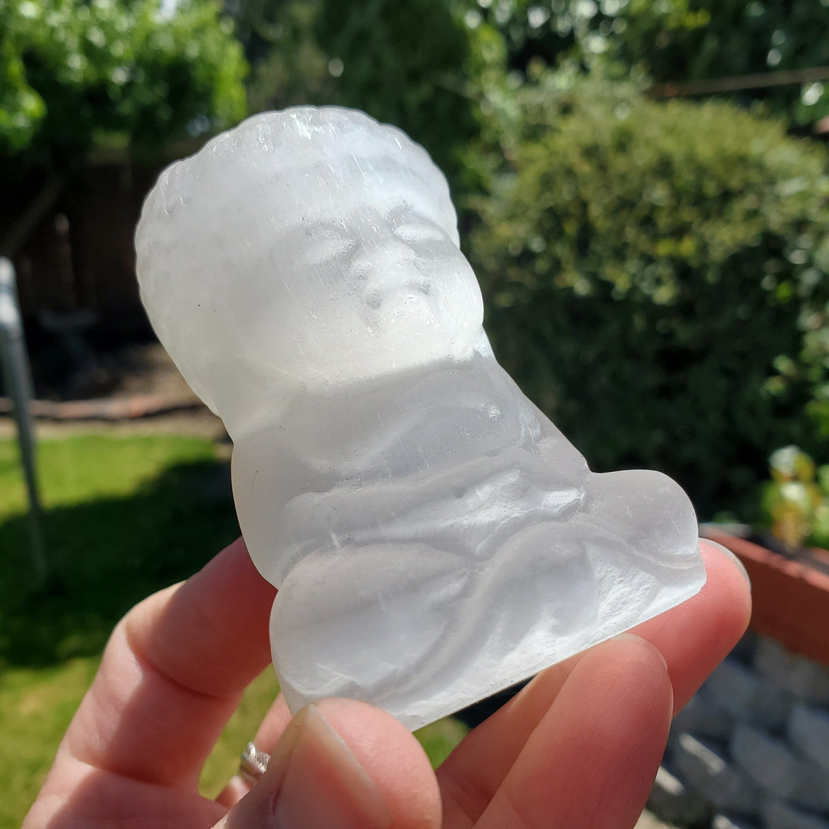 Chunky Selenite Buddha - Tranquility, Blessings, Love & Light - Satin Spar Selenite Crystal Buddha Carving Healing Gemstone