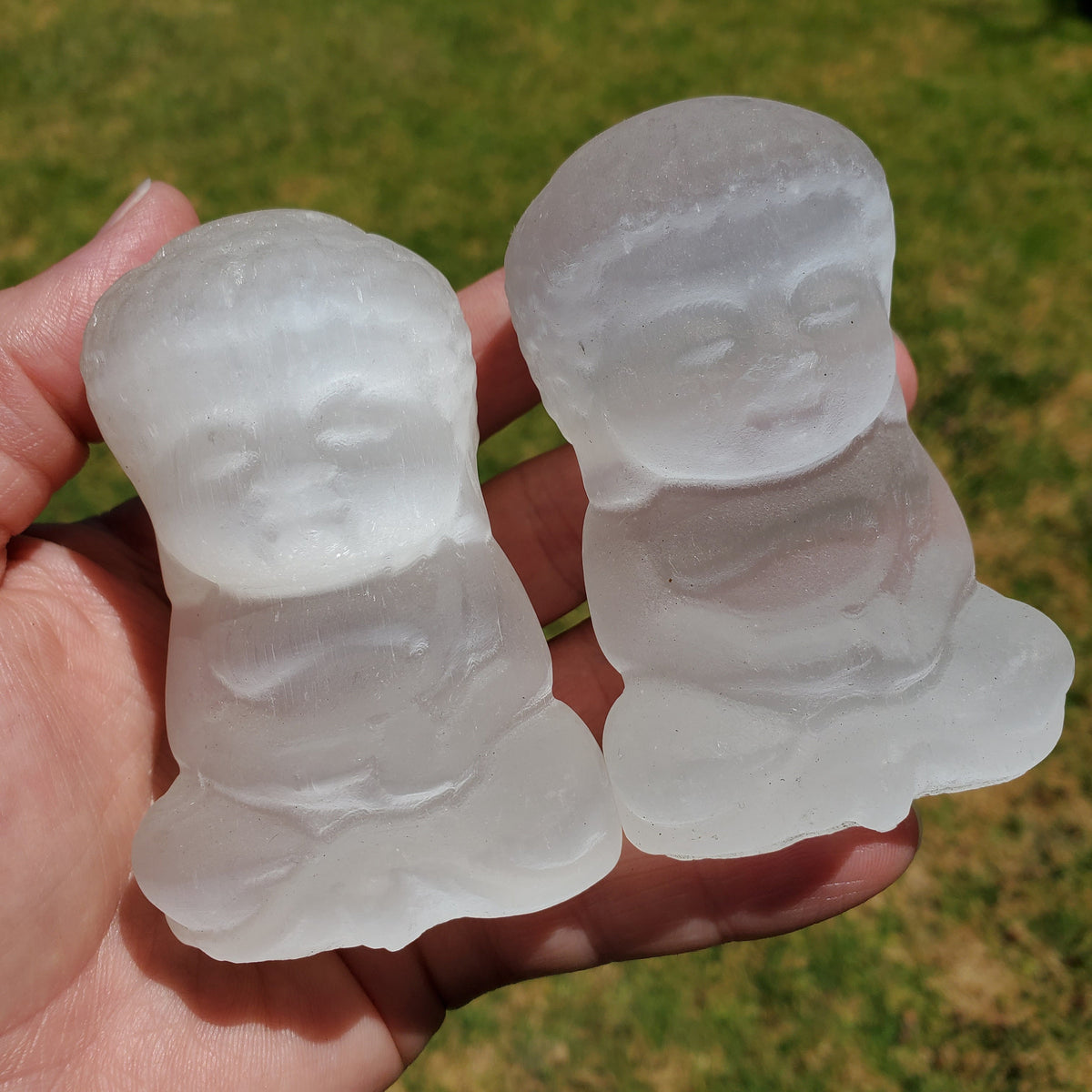 Chunky Selenite Buddha - Tranquility, Blessings, Love & Light - Satin Spar Selenite Crystal Buddha Carving Healing Gemstone
