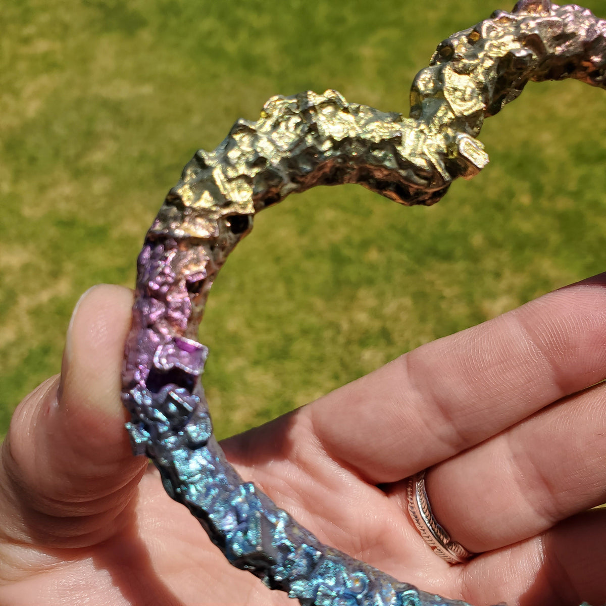 Big Bismuth Heart - Togetherness, Helps Bond Relationships, Strengthens Visualizations - Carved Heart Healing Gemstone