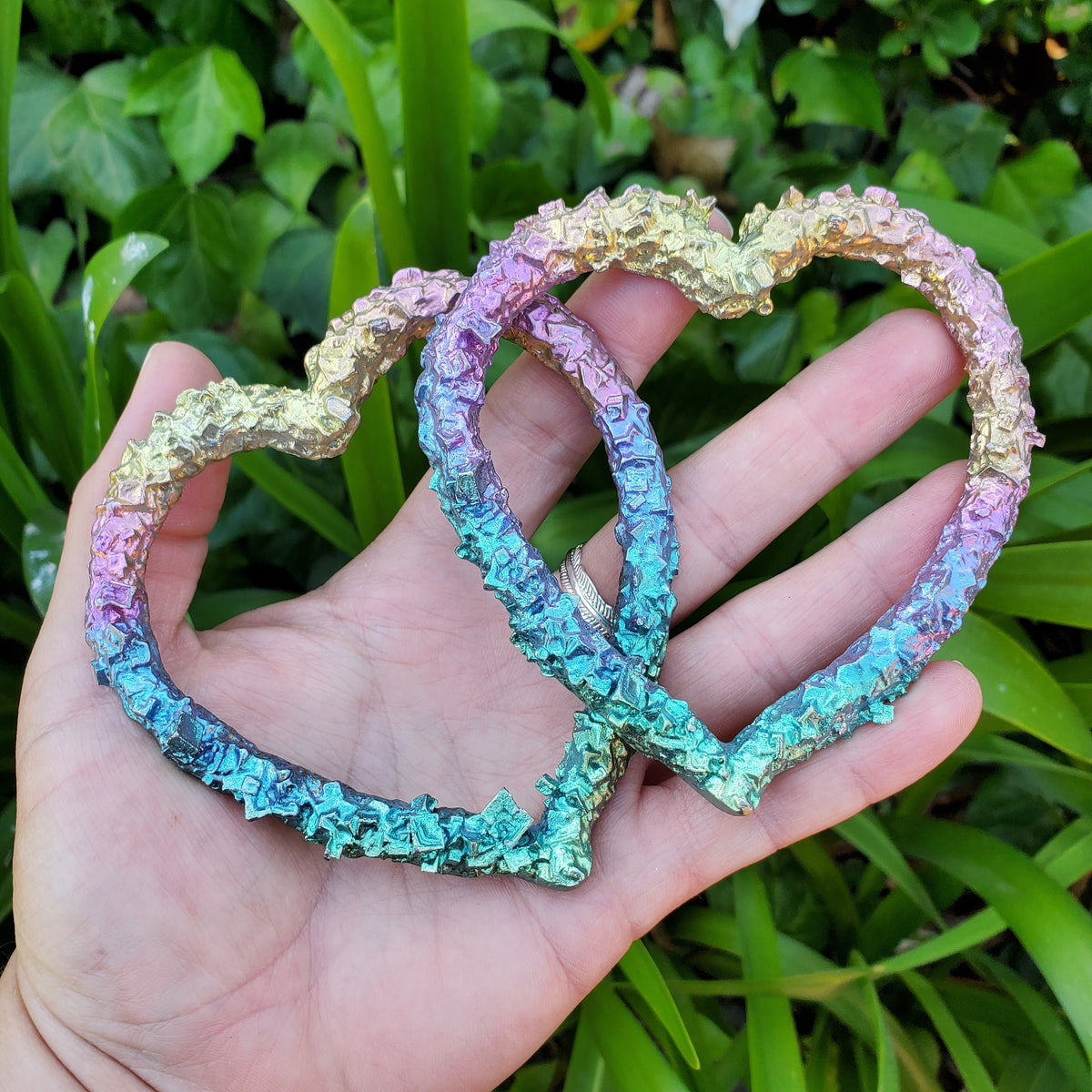 Big Bismuth Heart - Togetherness, Helps Bond Relationships, Strengthens Visualizations - Carved Heart Healing Gemstone