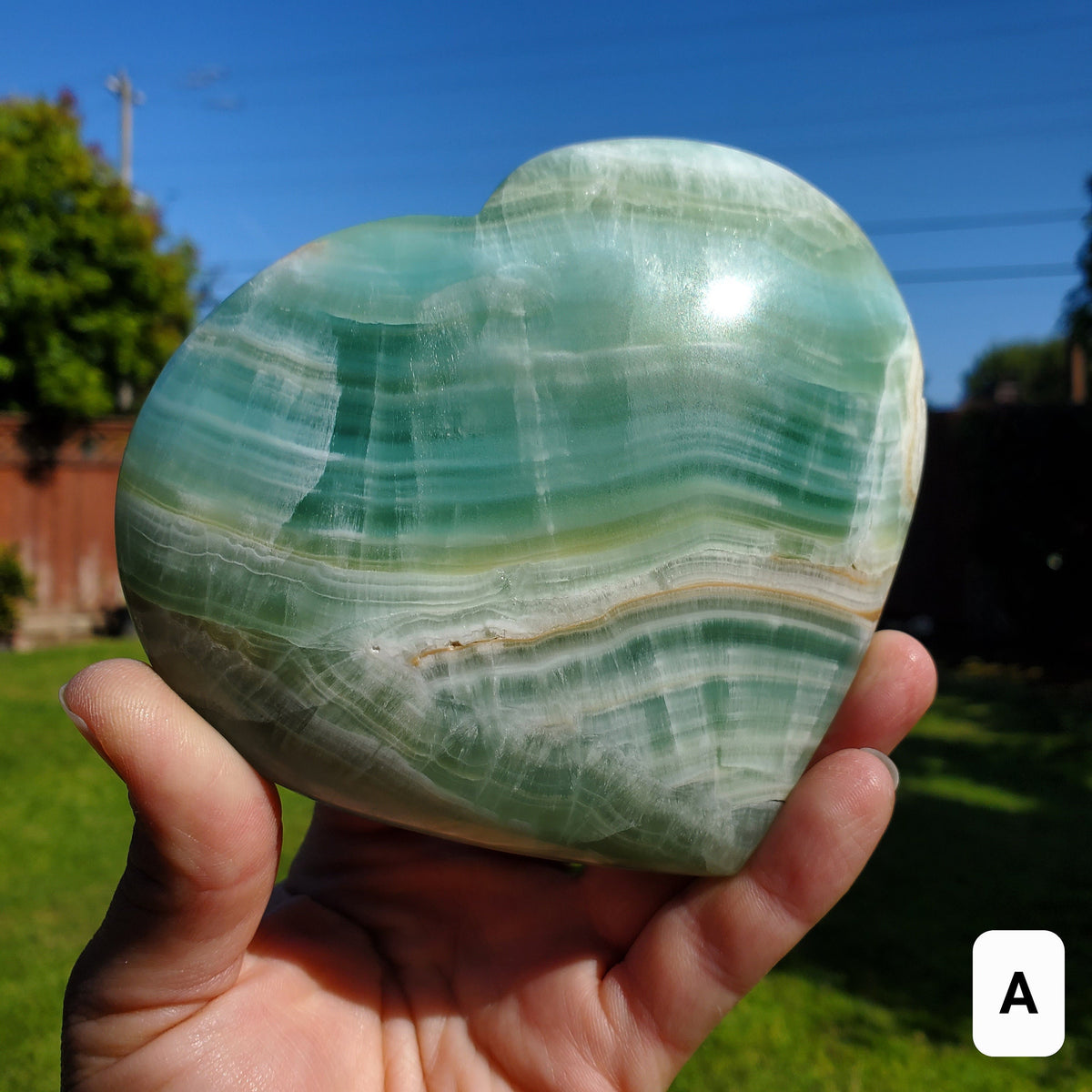 Big Pistachio Calcite Heart - Physical Healing, Transitions, Understanding - Jumbo Calcite Crystal Heart Healing Statement Gemstone