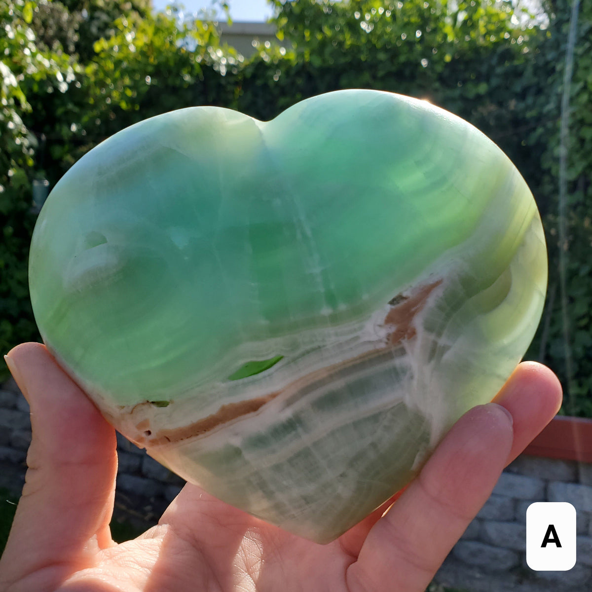 Big Pistachio Calcite Heart - Physical Healing, Transitions, Understanding - Jumbo Calcite Crystal Heart Healing Statement Gemstone