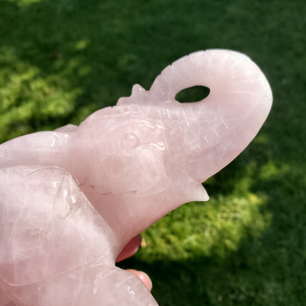 Big Rose Quartz Elephant - Unconditional Love, Compassion, Forgiveness - Pink Crystal Elephant Healing Crystals Gemstones