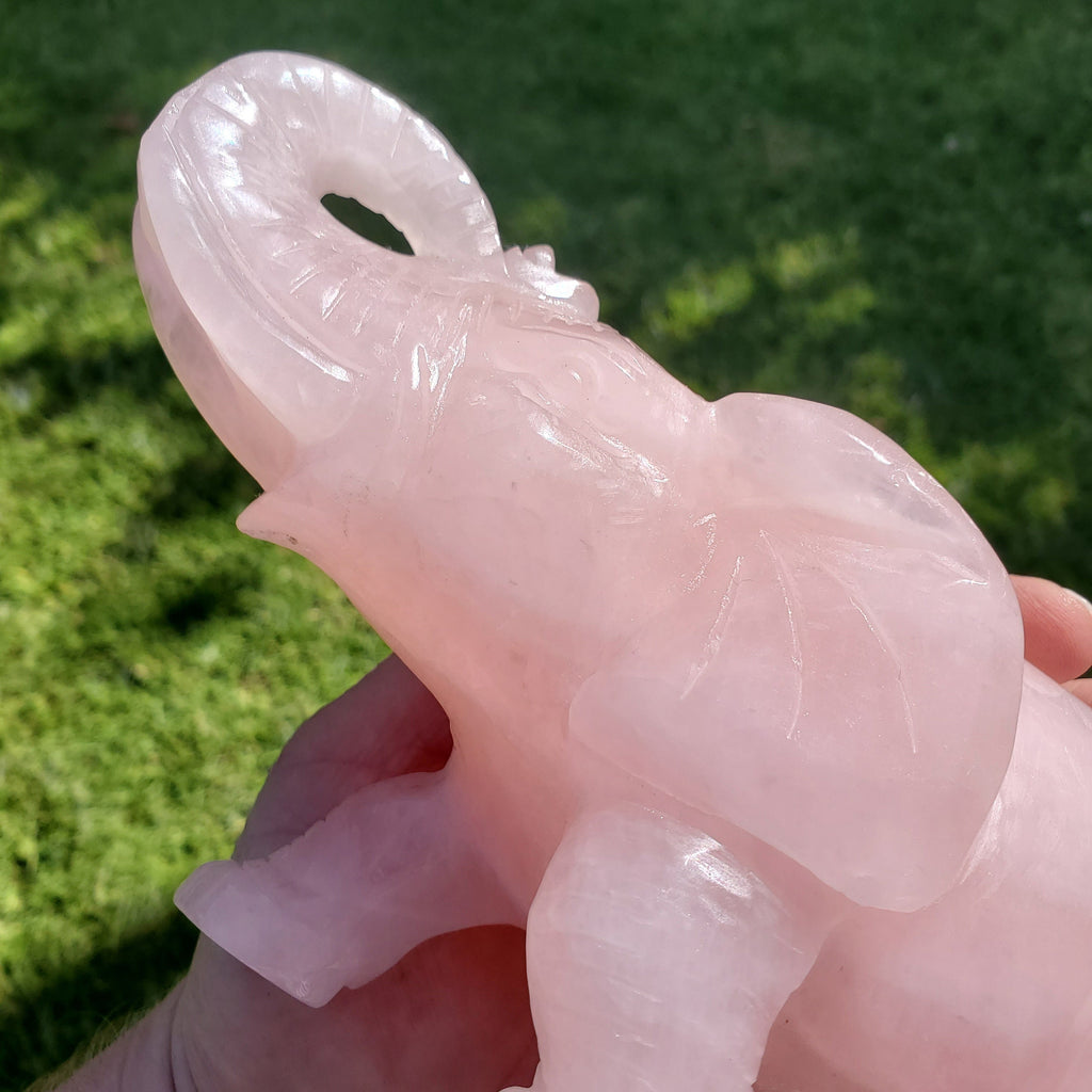 Big Rose Quartz Elephant - Unconditional Love, Compassion, Forgiveness - Pink Crystal Elephant Healing Crystals Gemstones