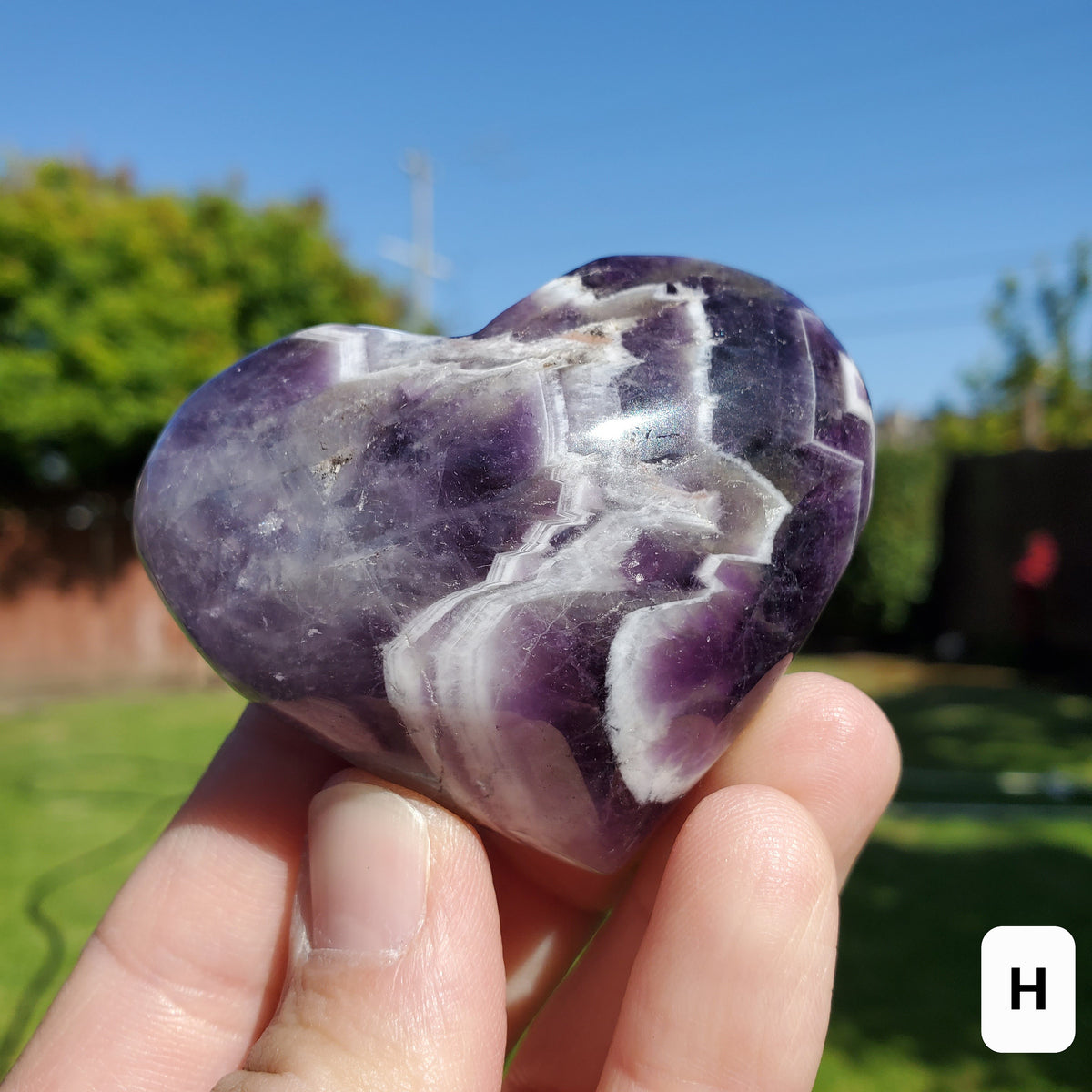 Small Dream Amethyst Puffy Heart - Calming, Energetic Protection, Positivity, Divine Love - Purple Amethyst Crystal Heart Healing Gemstone