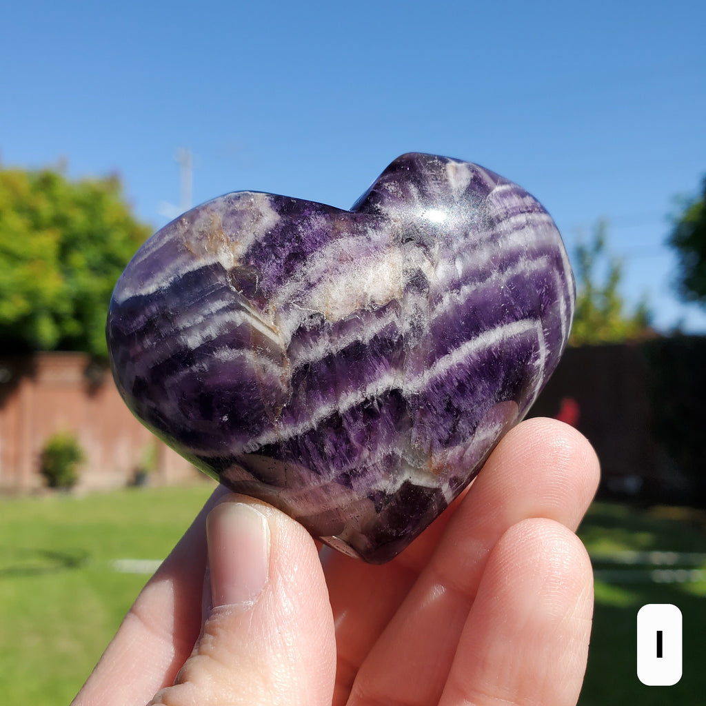 Small Dream Amethyst Puffy Heart - Calming, Energetic Protection, Positivity, Divine Love - Purple Amethyst Crystal Heart Healing Gemstone