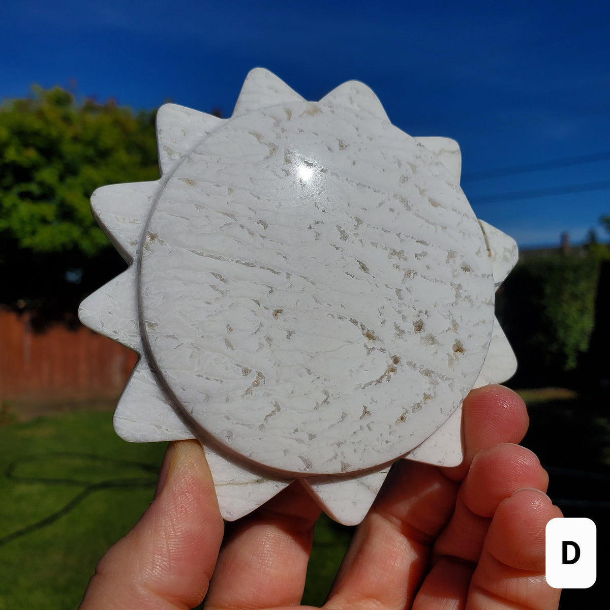 Snow Agate Sun - Balances Females Ying Yang Energy, Opens Door to Opportunity - White Plume Agate Crystal Sun Healing Gemstone