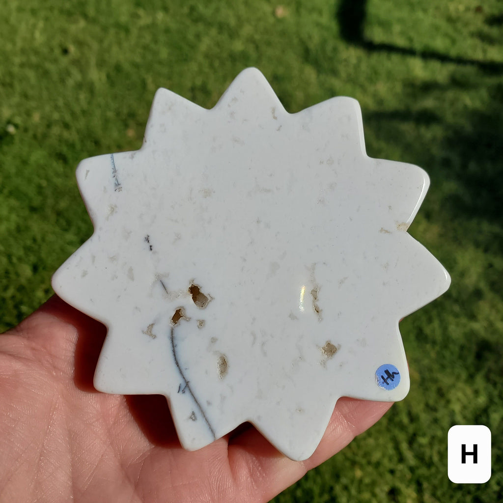 Snow Agate Sun - Balances Females Ying Yang Energy, Opens Door to Opportunity - White Plume Agate Crystal Sun Healing Gemstone