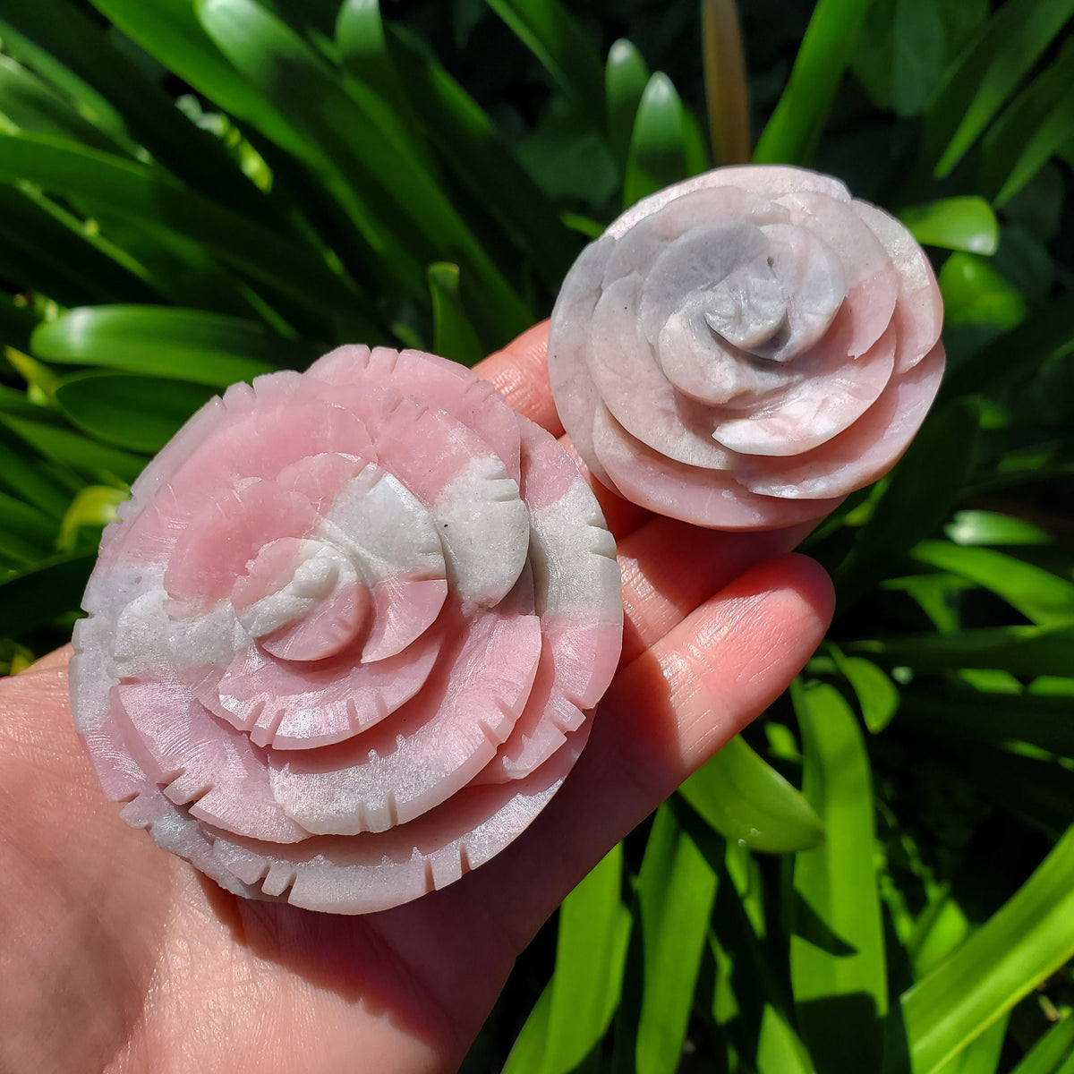 Cute Pink Opal Flower - Activates Heart Chakra, Strengthens Connection To Yourself, Individuality - Pink Crystal Flower Carving Gemstone