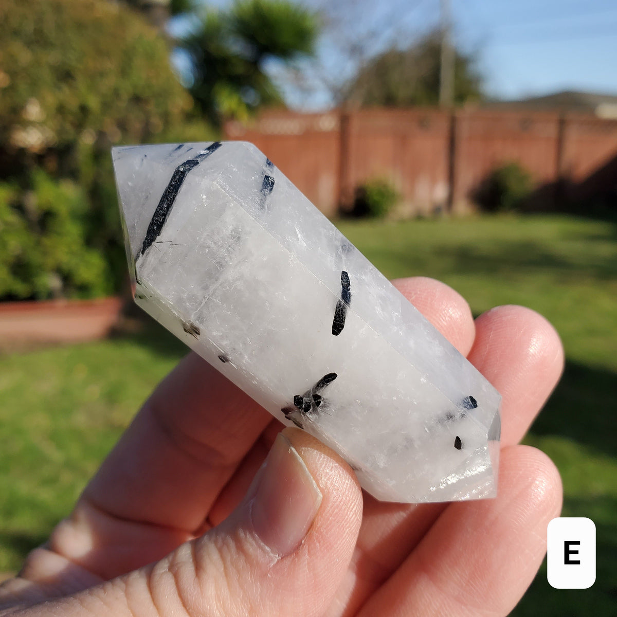 Tourmaline in Quartz Double Point - Magnification, Clarity, EMF Protection - Tourmalinated Crystal Point Healing Crystals Gemstones