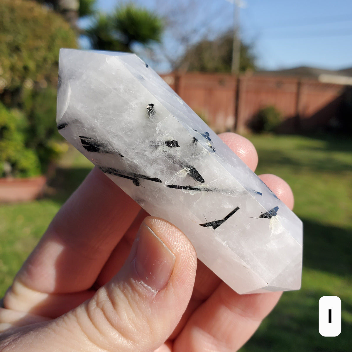 Tourmaline in Quartz Double Point - Magnification, Clarity, EMF Protection - Tourmalinated Crystal Point Healing Crystals Gemstones