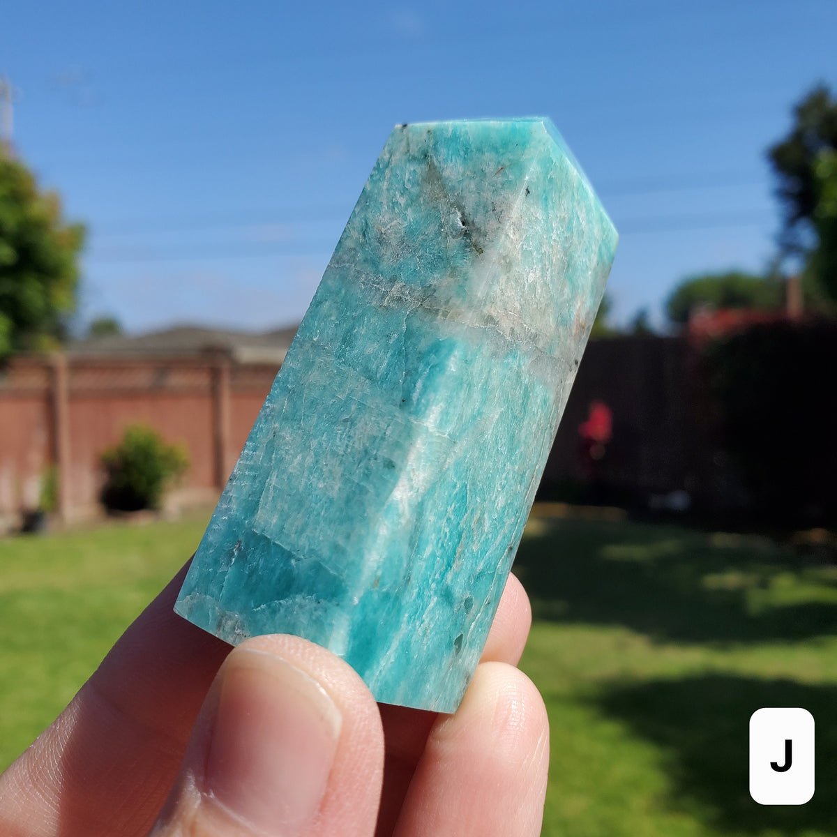 Amazonite Tower with Smoky Quartz - Calming, Courage, Truth, Compassion - Amazonite Crystal Point Generator Healing Gemstones
