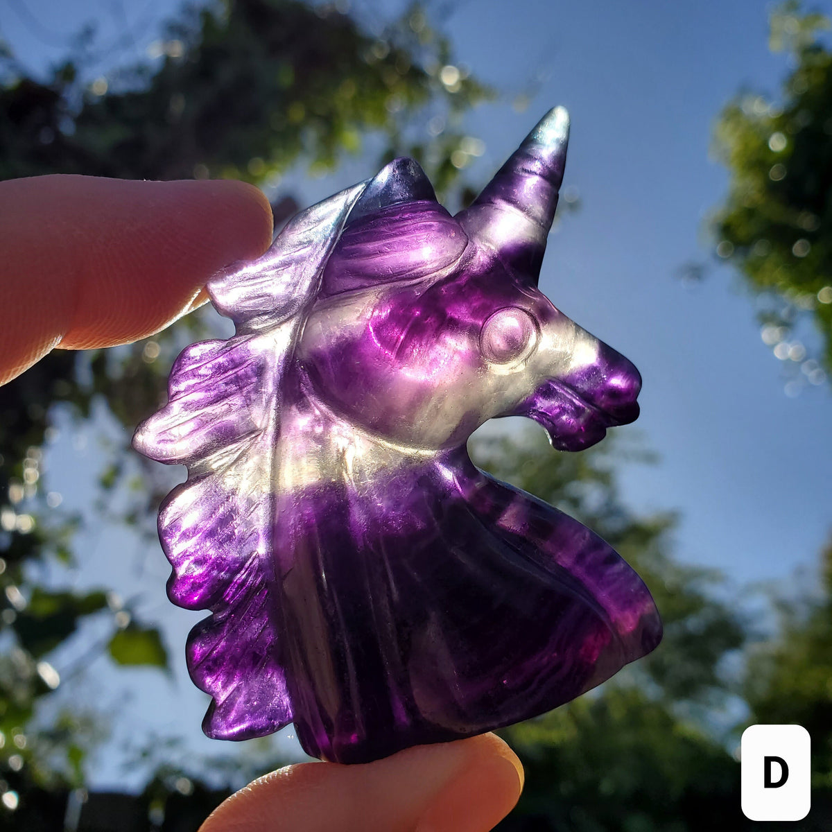 Small Rainbow Fluorite Unicorn - Stability, Concentration, Protection - Fluorite Carved Crystal Unicorn Healing Gemstones