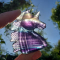 Small Rainbow Fluorite Unicorn - Stability, Concentration, Protection - Fluorite Carved Crystal Unicorn Healing Gemstones