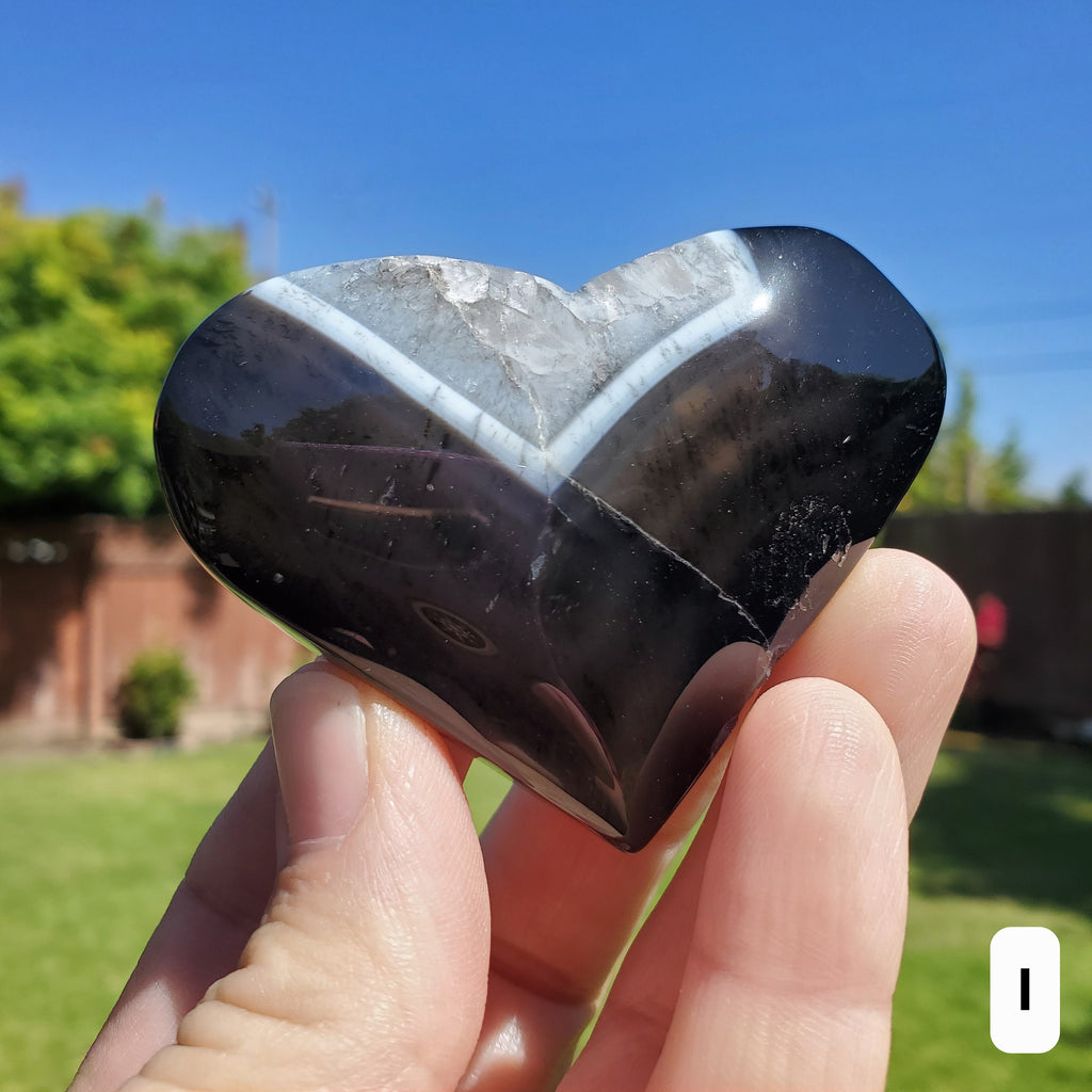 Black Agate Heart - Grounding, Protection, Peace, Centering, New Beginnings - Agate Crystal Heart Healing Gemstone