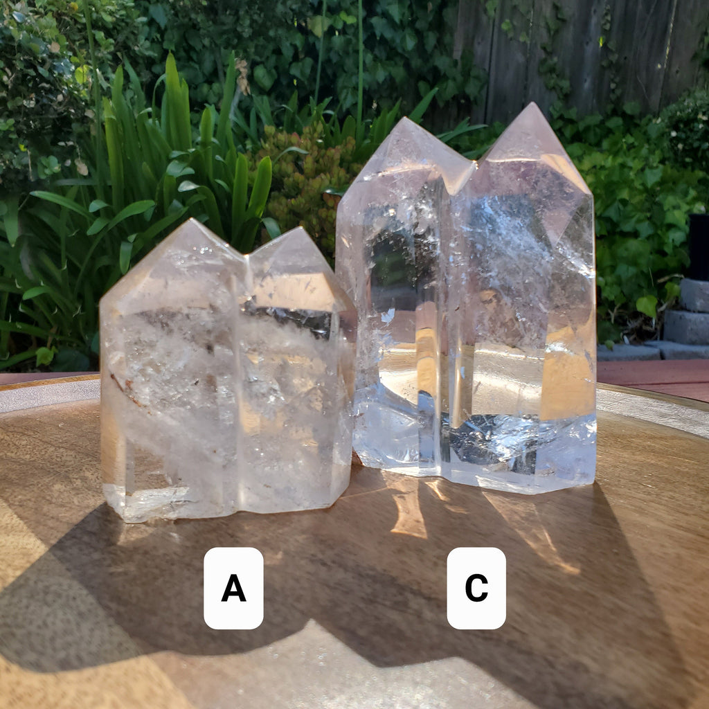 Chunky Double Point Quartz Tower - Counteracts Negativity, Energizes Positive Energy, Cleanses Aura - Clear Quartz Crystal Healing Gemstone