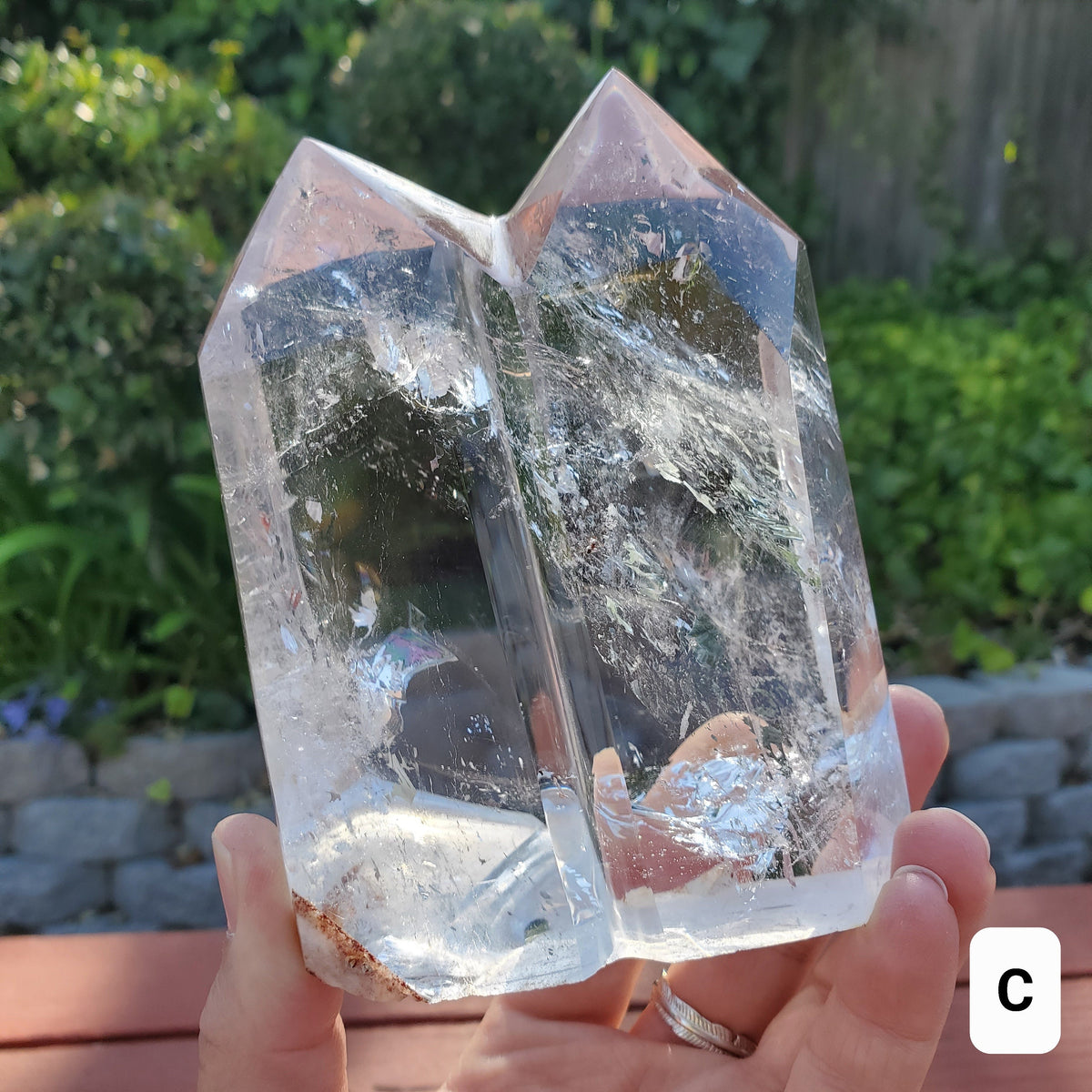 Chunky Double Point Quartz Tower - Counteracts Negativity, Energizes Positive Energy, Cleanses Aura - Clear Quartz Crystal Healing Gemstone