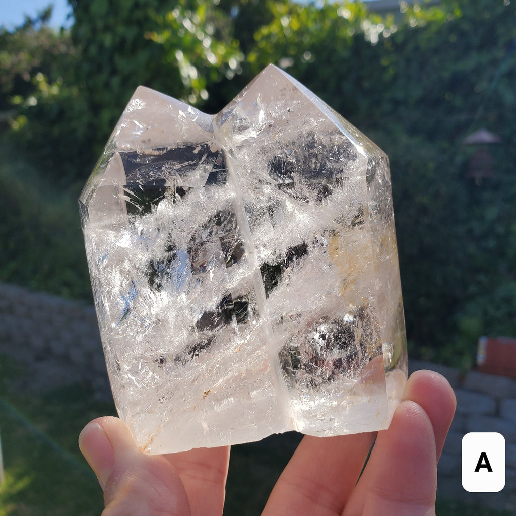 Chunky Double Point Quartz Tower - Counteracts Negativity, Energizes Positive Energy, Cleanses Aura - Clear Quartz Crystal Healing Gemstone