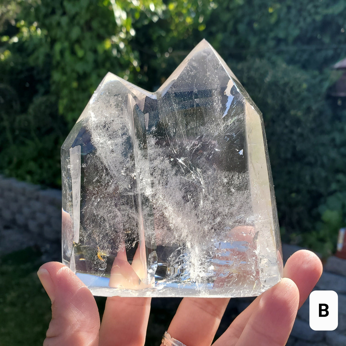 Chunky Double Point Quartz Tower - Counteracts Negativity, Energizes Positive Energy, Cleanses Aura - Clear Quartz Crystal Healing Gemstone
